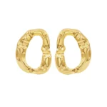 Brinco Ondulado Oval Banhado a Ouro 18k