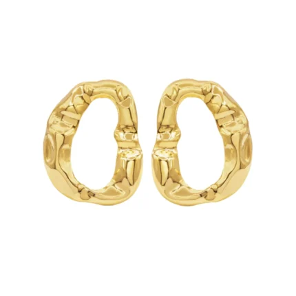 Brinco Ondulado Oval Banhado a Ouro 18k