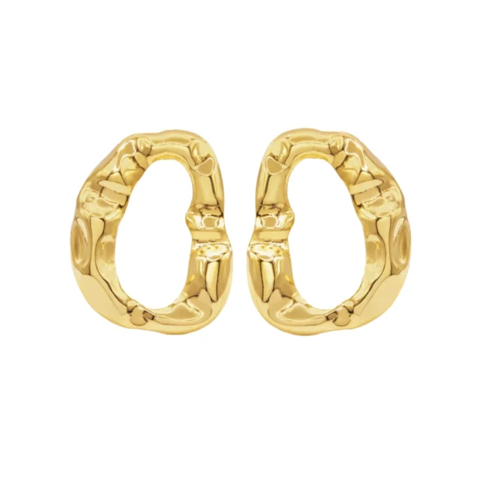 Brinco Ondulado Oval Banhado a Ouro 18k