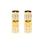 Brinco Argola Retangular Cravejado Banhado a Ouro 18k