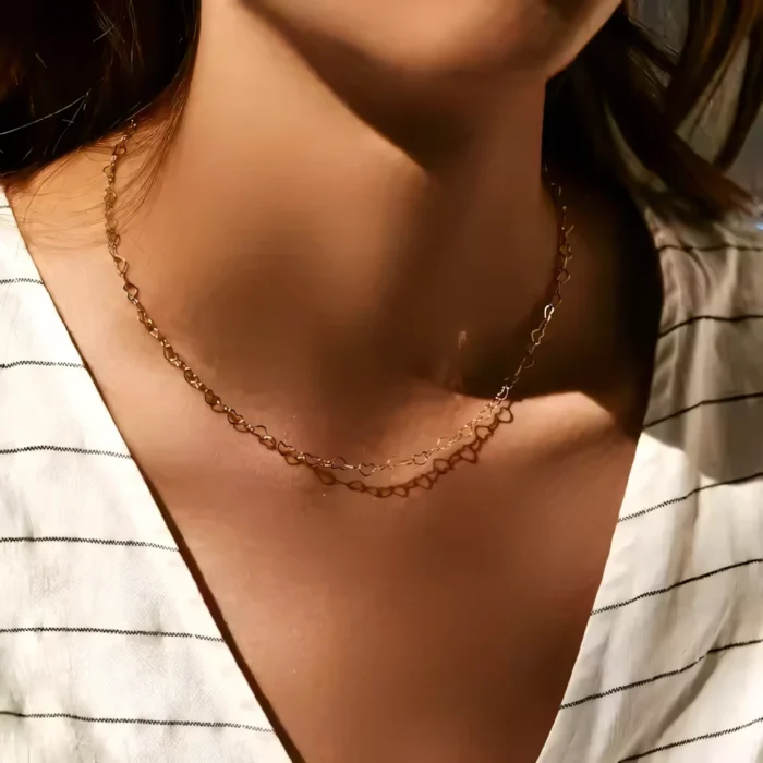 colar elos coracao banho ouro 18k iridiz.com .br 2