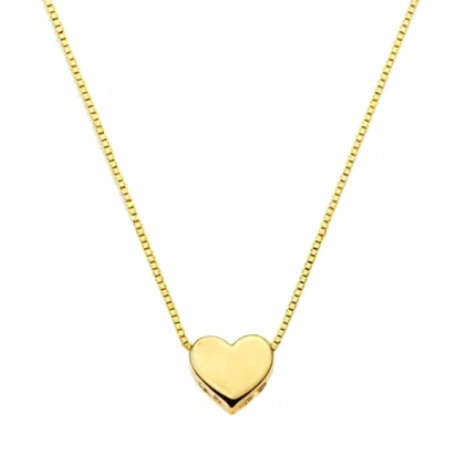Conjunto Colar e Brinco Coração Banhado a Ouro 18k