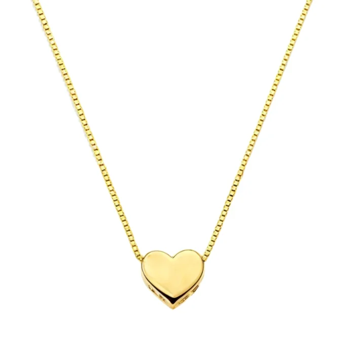 Conjunto Colar e Brinco Coração Banhado a Ouro 18k