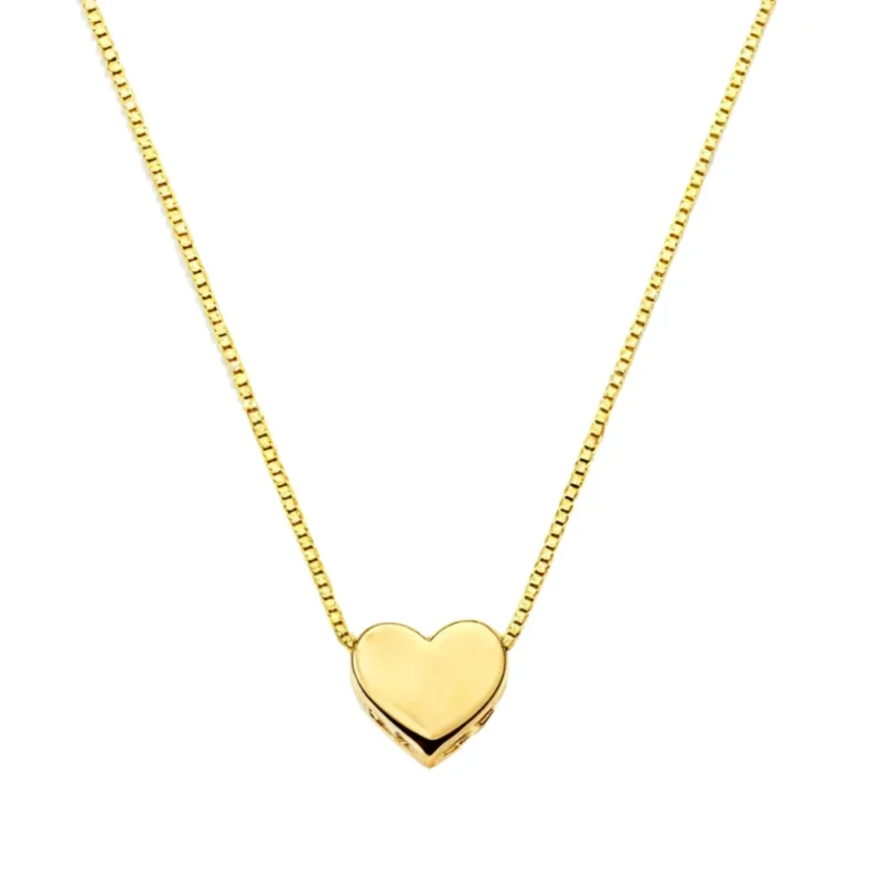 Conjunto Colar e Brinco Coração Banhado a Ouro 18k